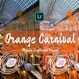 Mobile Lightroom Presets, iPhone Preset, Vsco Instagram Filter, DNG Preset, Light Orange Carnival Warm Bright Airy Blogger Influencer Preset