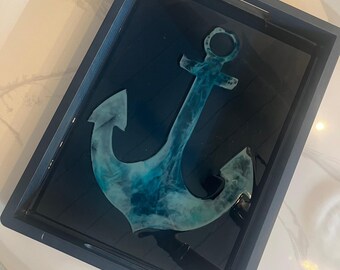 Anchor Design Resin Navy Wood Serving Tray