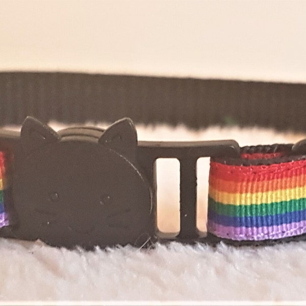 Pride Cat Collar / Adjustable / Gay Pride /Breakaway Collar / Safety Collar / Rainbow / Handmade / Gift / UK /Cat / Kitten /Cat Collar