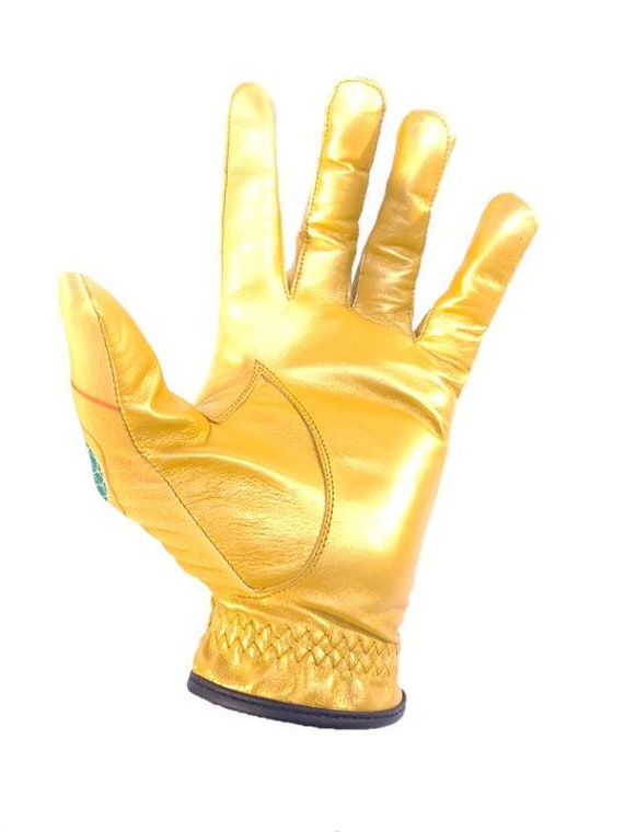 Golf Glove, Golden Armored Golf Glove, Cabretta Leather, Unique