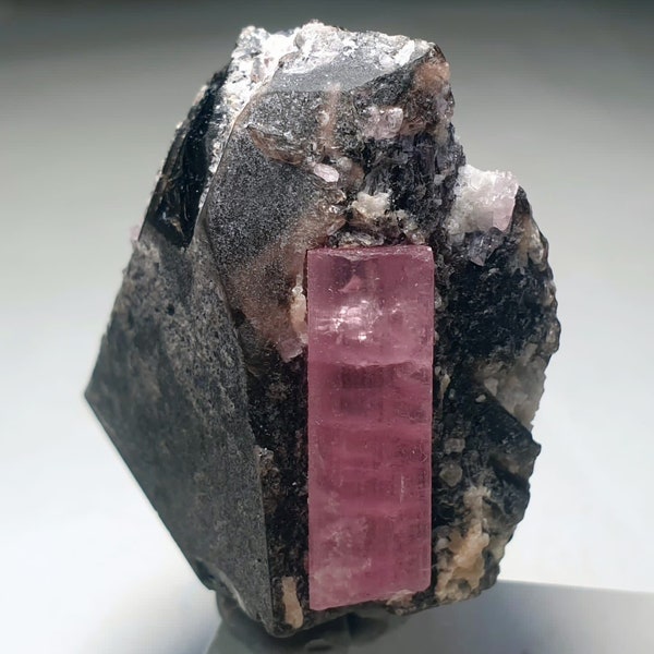 Tourmaline Crystal Pink Color With Smoky Quartz Combined Specimen, Tourmaline Crystal, Fine minerals, rare  from Afghanistan, 192 .10 Carats