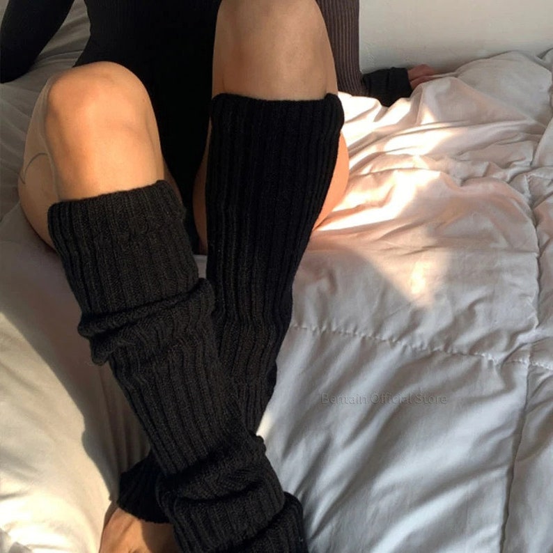 Knitted White Leg Warmers Y2K Knitting Wool Leg Warmer Etsy UK