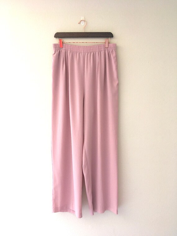70's/80's Wide-Leg Trousers - Light Pink/Dust Rose
