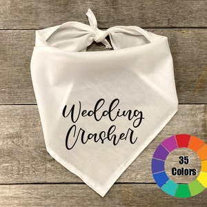 May include: White bandana with the text "Wedding Crasher" in black lettering. A color wheel with 35 colors is shown in the bottom right corner of the image.