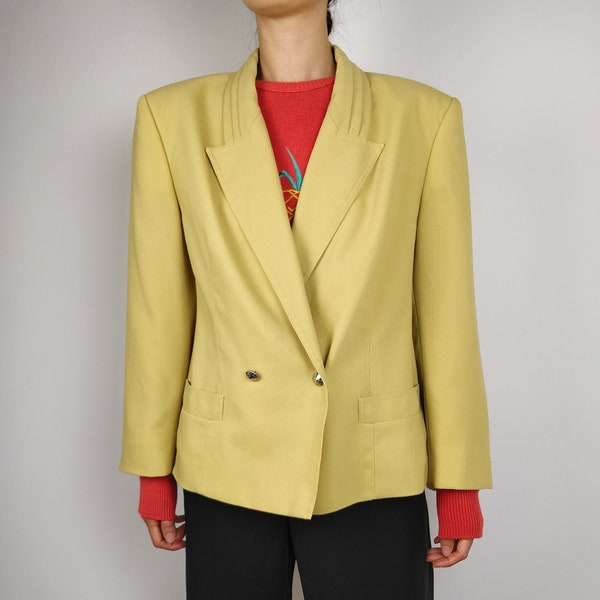 Le tango jaune | veste blazer vintage en laine mélangée M