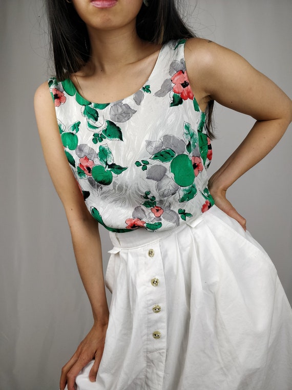 Vintage Silk Sleeveless Floral 