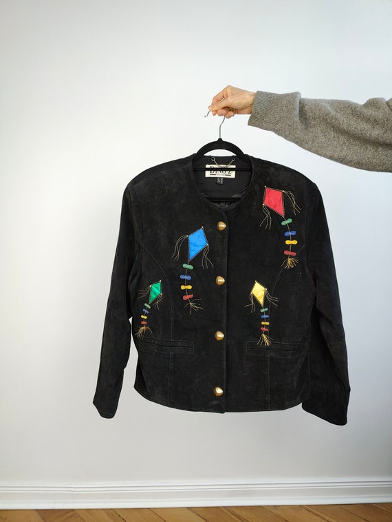 Vintage 1980s Patchwork Leather Suede Jacket. Western. Men's
