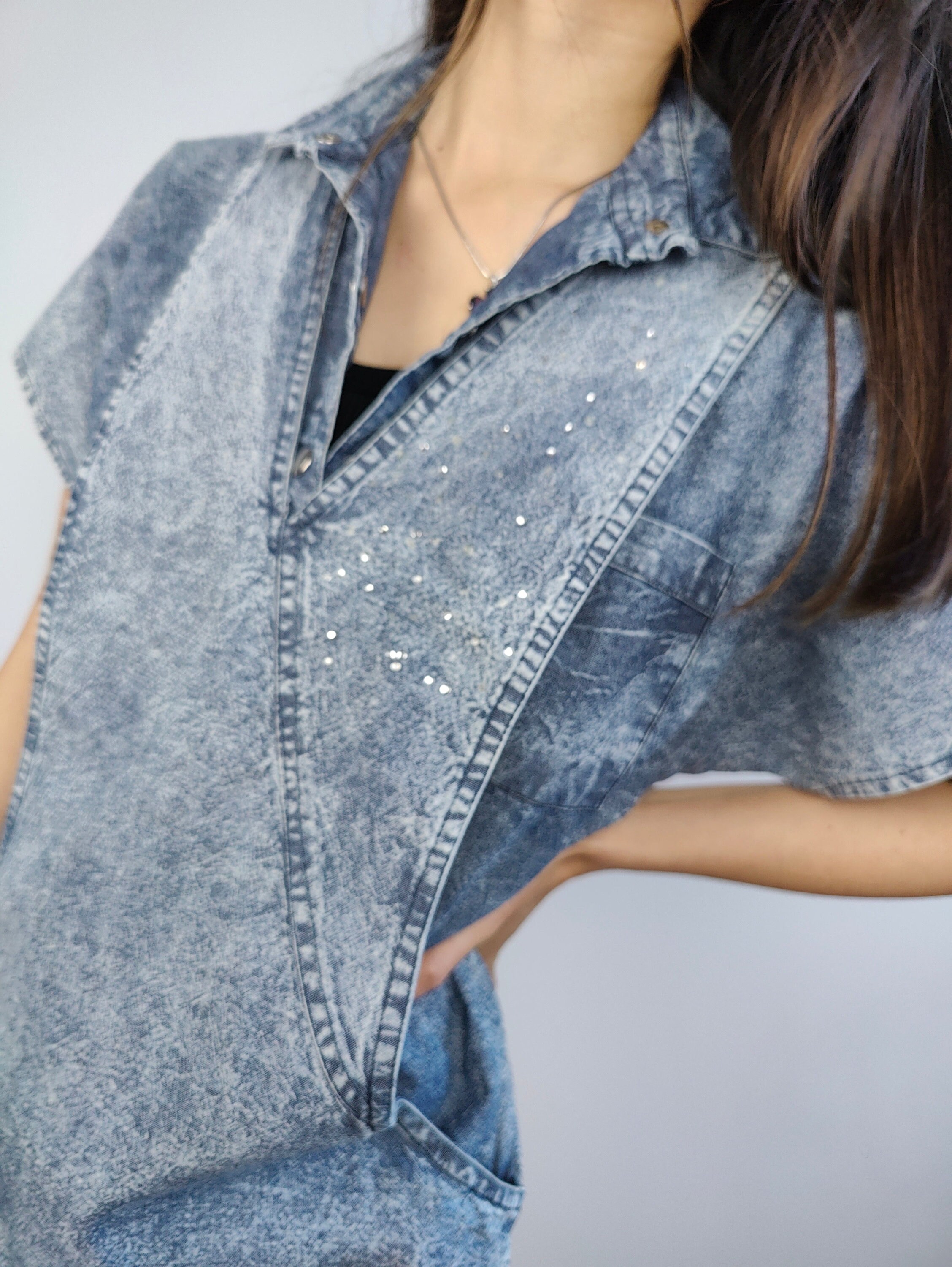 90s monochrome jeans dress