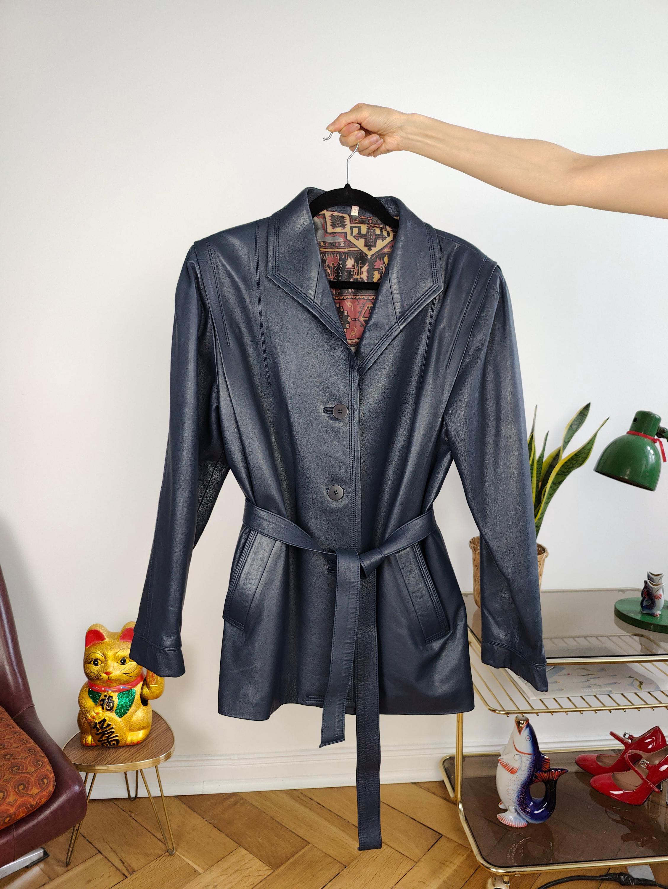 ジャケット・アウター vintage real leather long trench coat Retro Trench Coat Men Real Leather Long Jacket Full Length