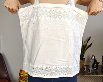 Vintage Cotton Spaghetti Strap Top White Sleeveless Floral