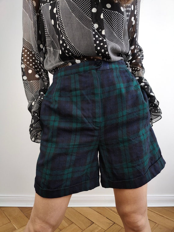 Green check shorts sale