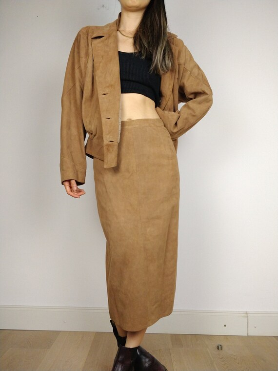 The Brown Suede Set | Vintage faux suede leather … - image 2