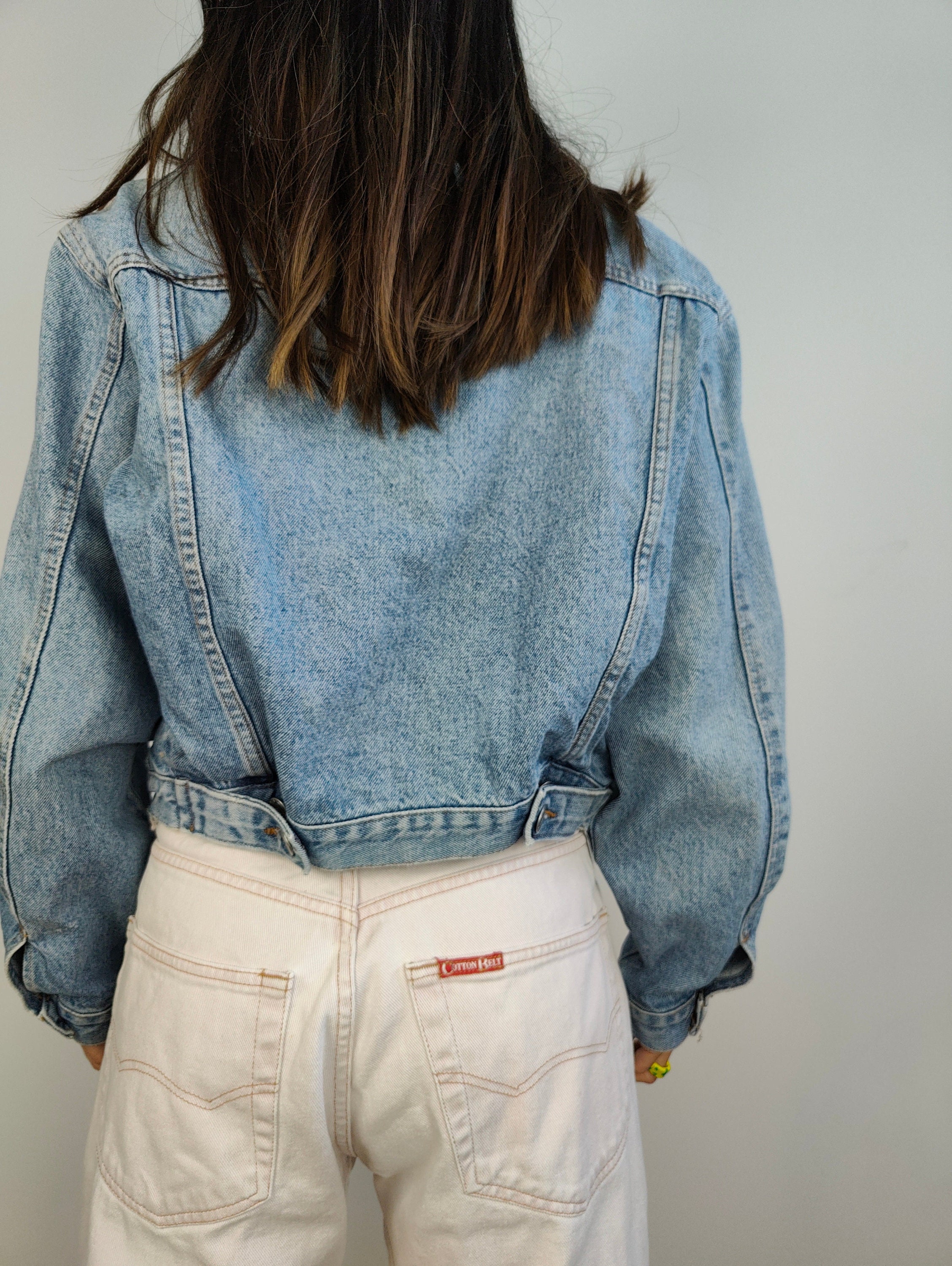 The Checker Flower Embroidery Denim Jacket | Vintage 80s