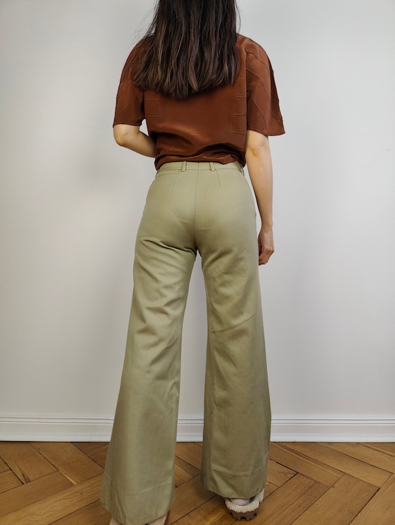 The Sage Green Wide Leg Pants | Vintage San Remo Khaki Olive