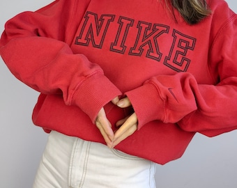 The Nike Spell Out Red Sweatshirt Vintage Red Nike - Etsy