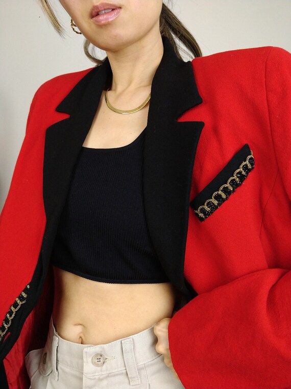 Designer top red blazer
