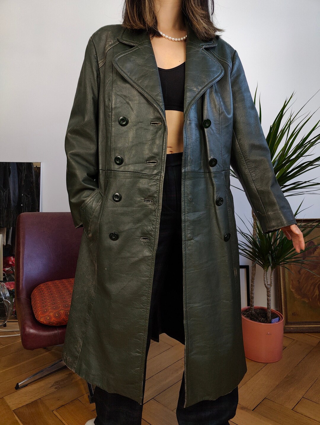 Full length leather coat womens best sale