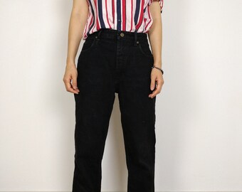 The Black Lee Jeans Vintage Lee Jeans Oklahoma Black Denim High Waist Mom Jeans M 32 33 Etsy