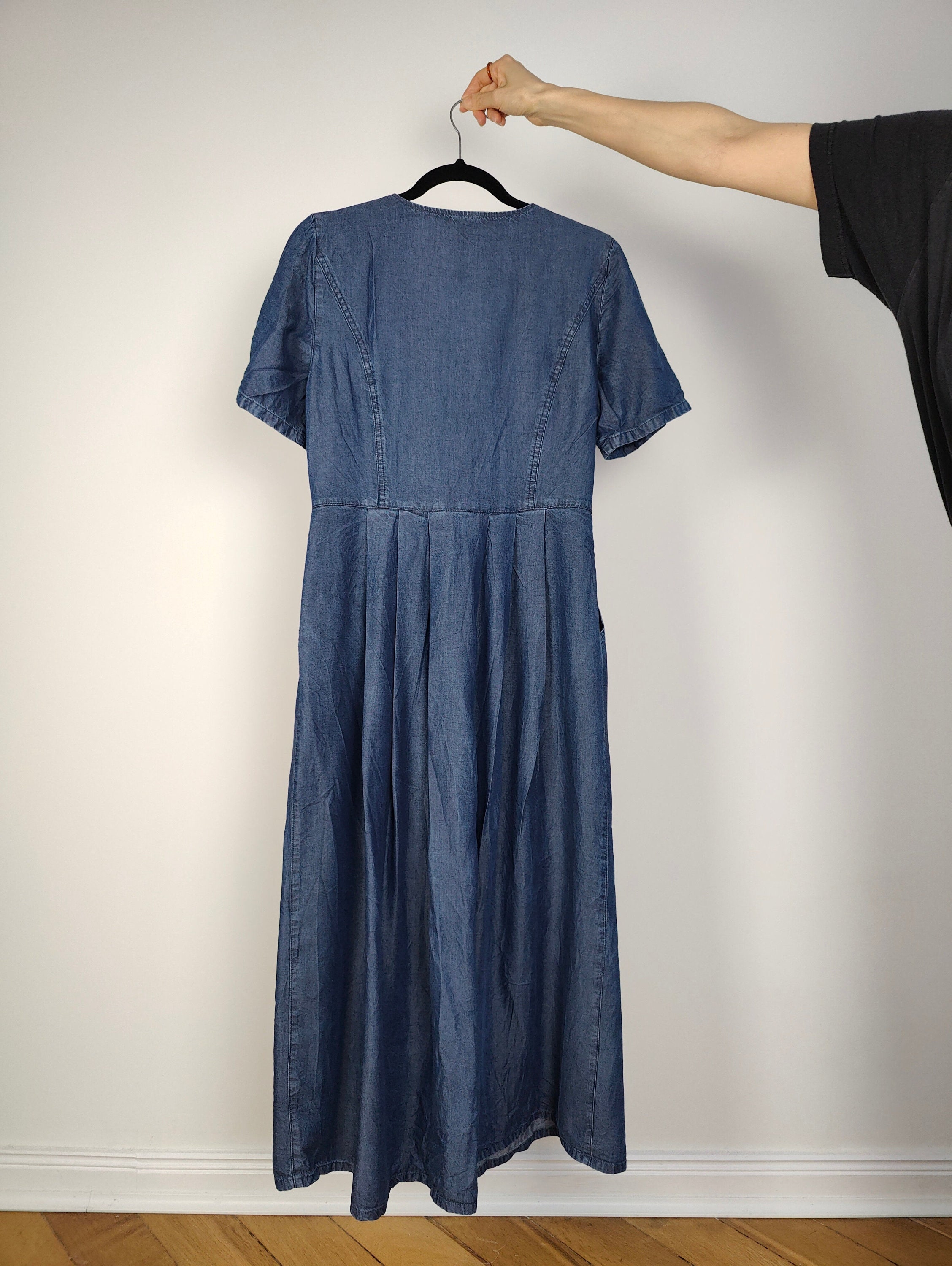 The Dark Blue Maxi Denim Shirt Dress | Vintage 90s Jeans