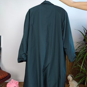 Vintage 2-in-1 reversible trench coat wool navy blue teal green long lining women M