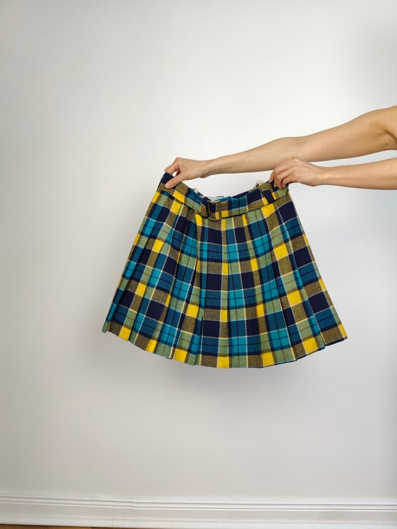 Women Plaid Patchwork Vintage Party Mini Skirt Suit Winter