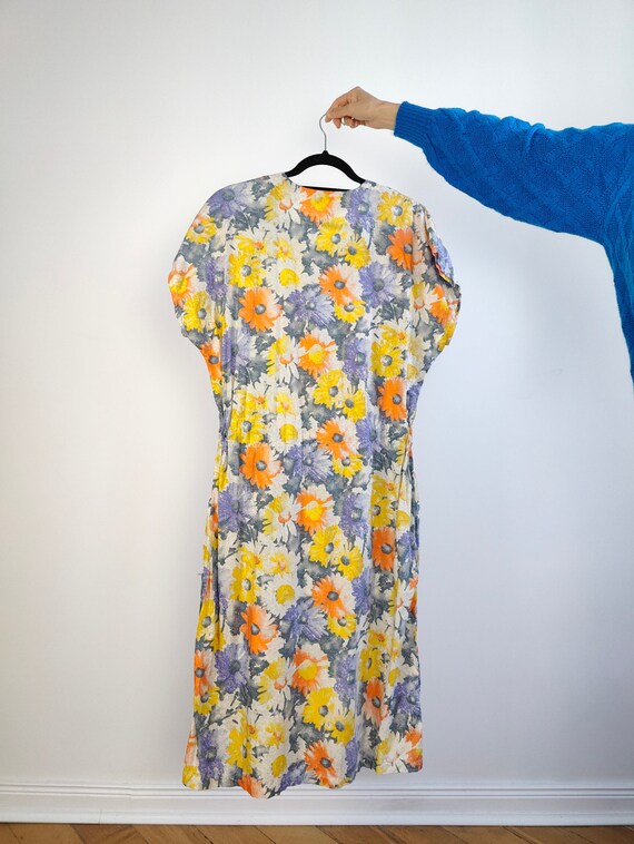The Orange Yellow Floral Pattern Dress | Vintage … - image 9