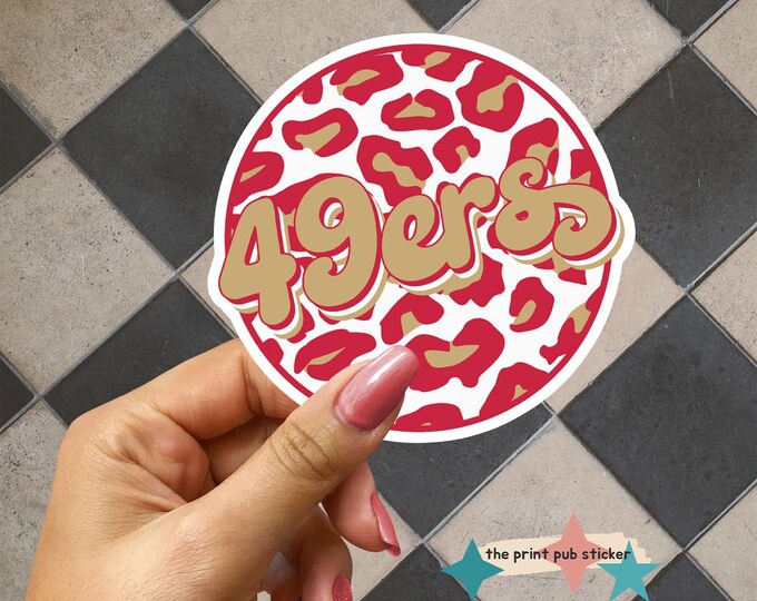 Niners Vinyl 49ers Retro Leopard Print Sticker | Vinyl Sticker | Holographic | Shiny ...
