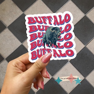 Blue Buffalo Retro Bubble Text Vinyl Sticker | Holographic | Vintage | Mafia | Buffalove | Division | Hey Ey Ey Ey | Buffalo | Funky Font