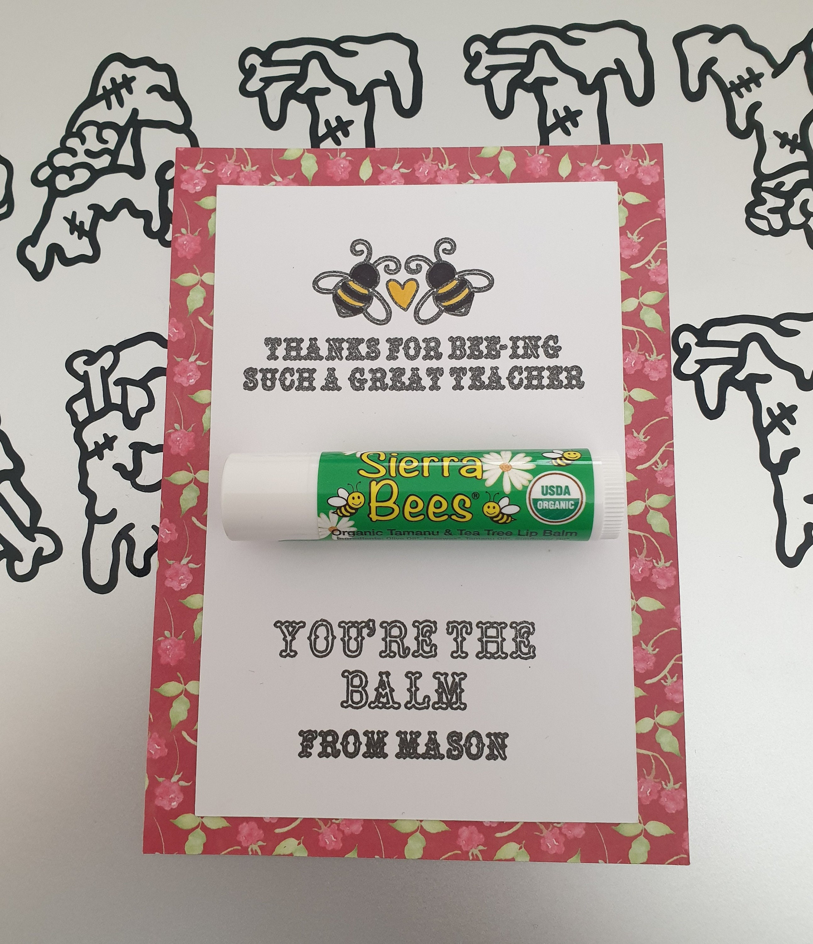 Thanks For Bee ing A Great Teacher Card And Lip Balm Set Etsy