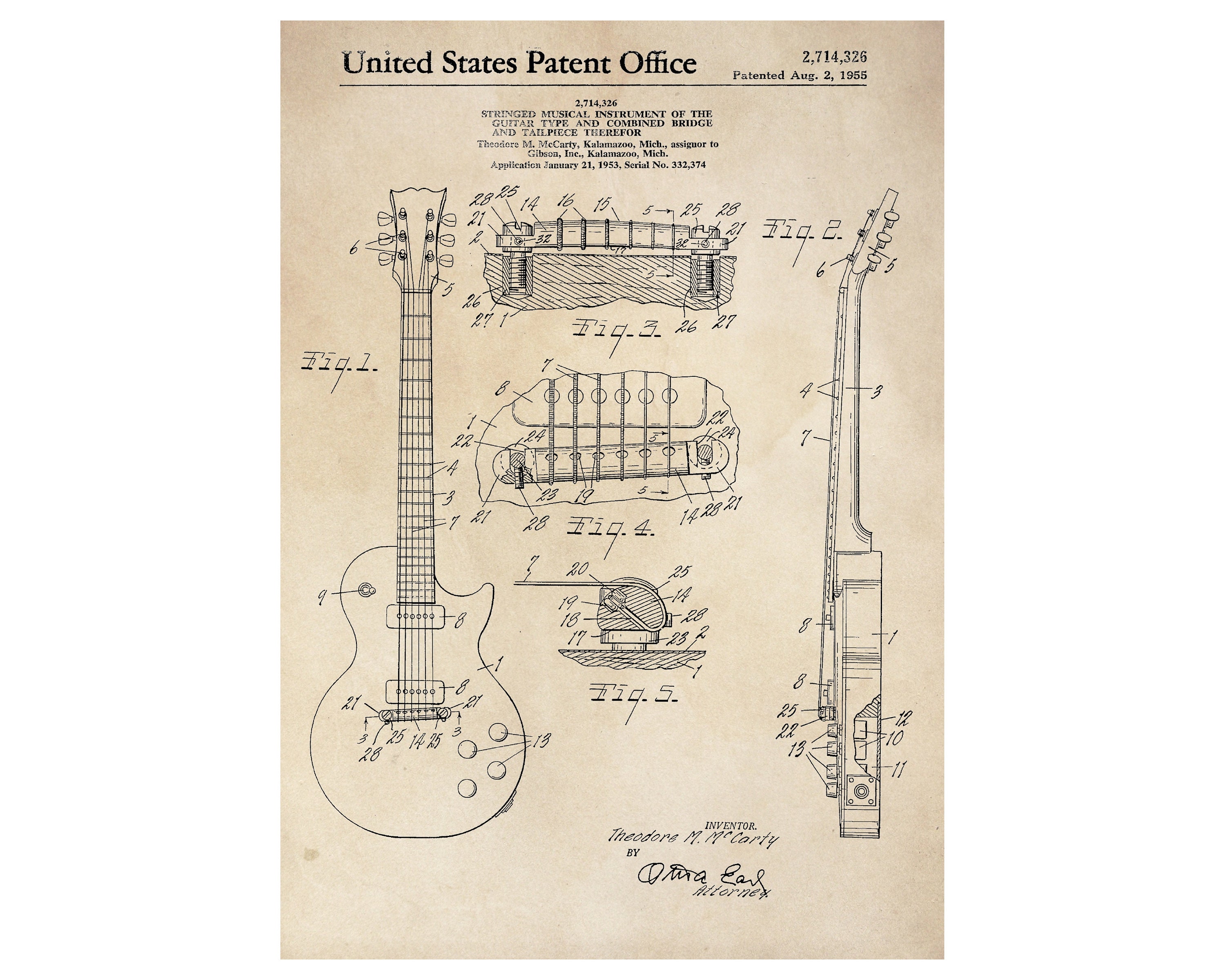 Patent Print Gibson / Guitar / Les Paul Vintage Poster - Etsy