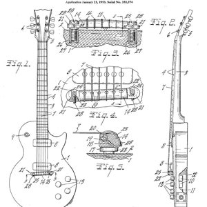 Patent Print - Gibson / Guitar / Les Paul - Vintage Poster Wall Art ...