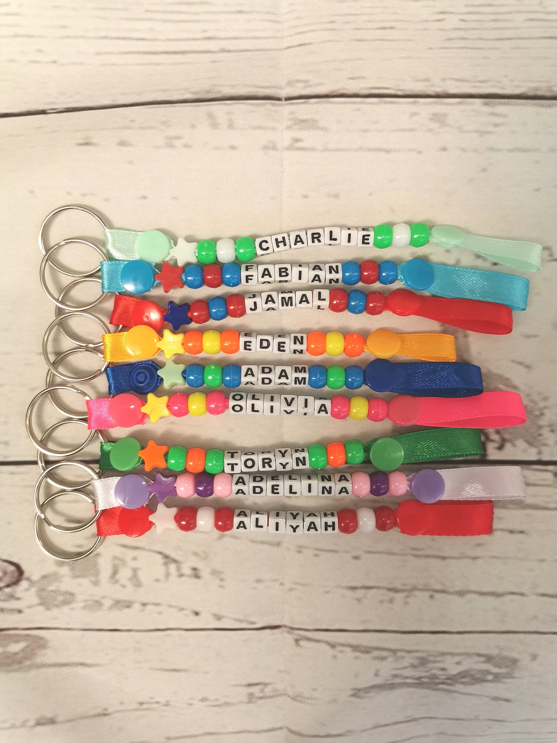 Beaded Name Keyring Personalised Keyring Letter Beads Etsy UK