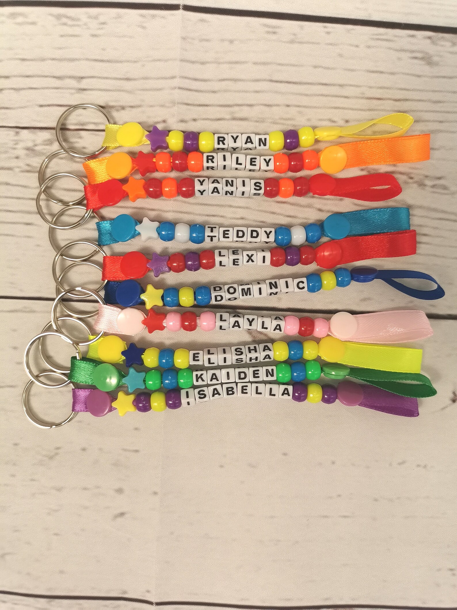 Beaded Name Keyring personalised keyring letter beads Etsy