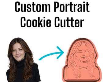 Custom | Portrait | | Face Cookie Cutters | Your Image | Stamp-Outline Set | 4.5 inches