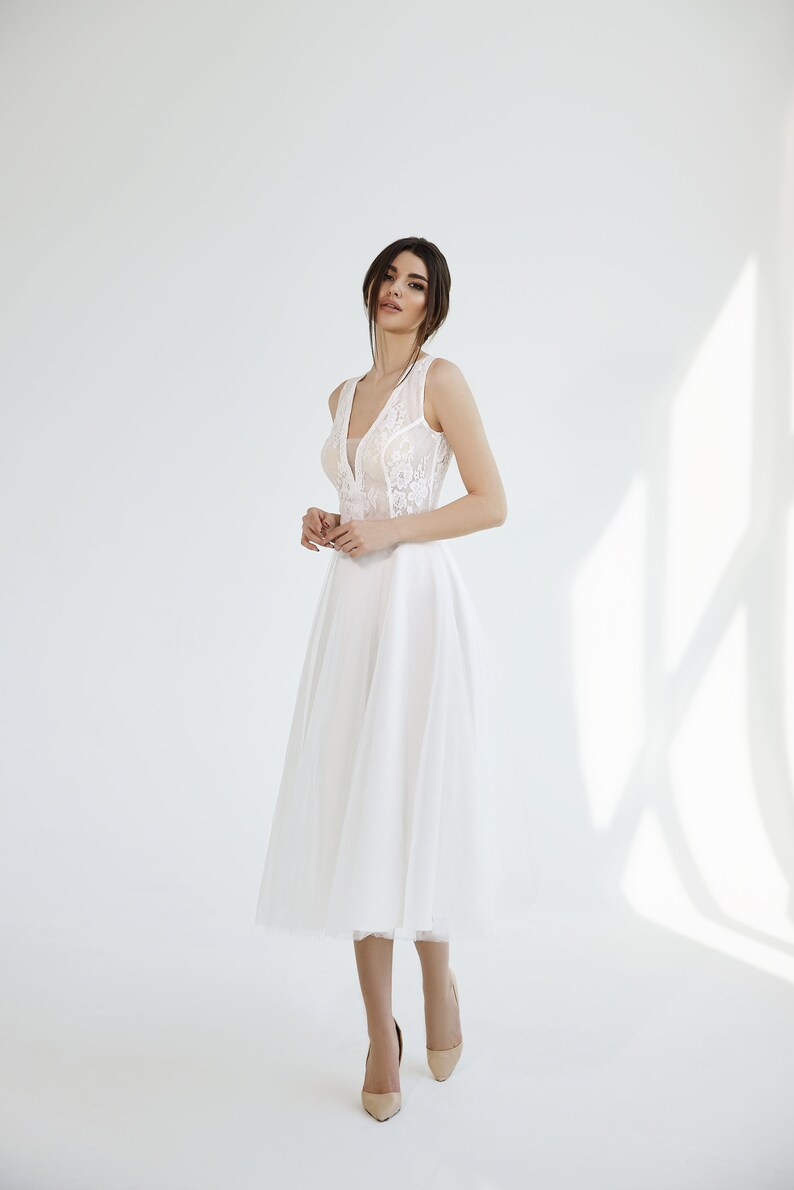 Minimalistic Wedding Dress With Open Back Lace Wedding Dress Etsy