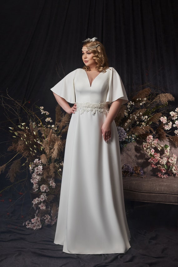 Plus size crepe wedding dress 2025