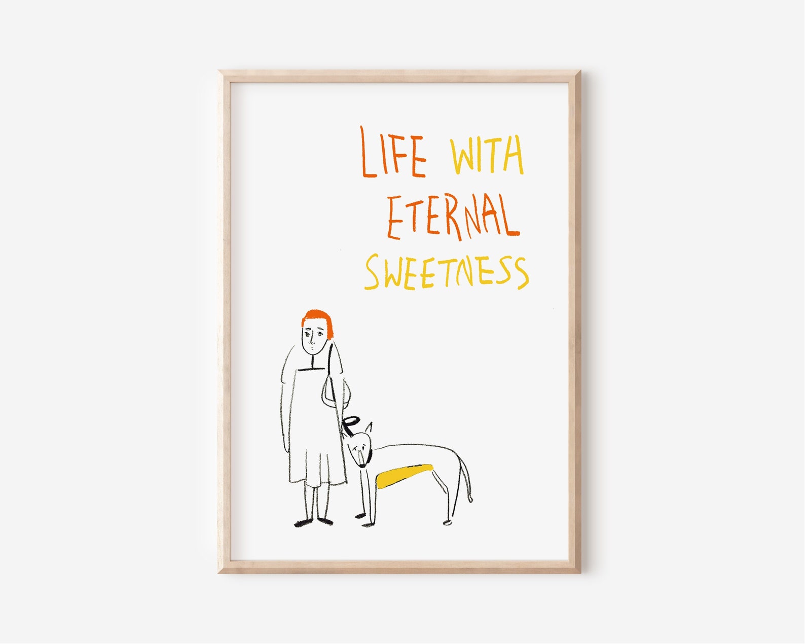 Hund Poster Hund Illustration gelb Orange Poster Welpen Etsy