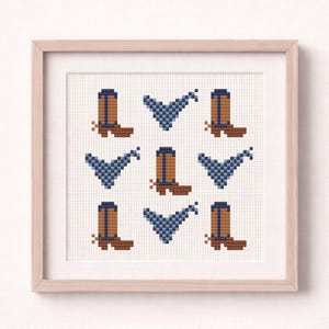 Boots & Bandanas Cross Stitch Pattern, Western, Boy Nursery Decor, Instant Download PDF, Cowboy Boot Patterns