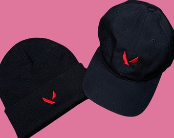 Valorant merch embroidered gaming logo hats and beanies in black
