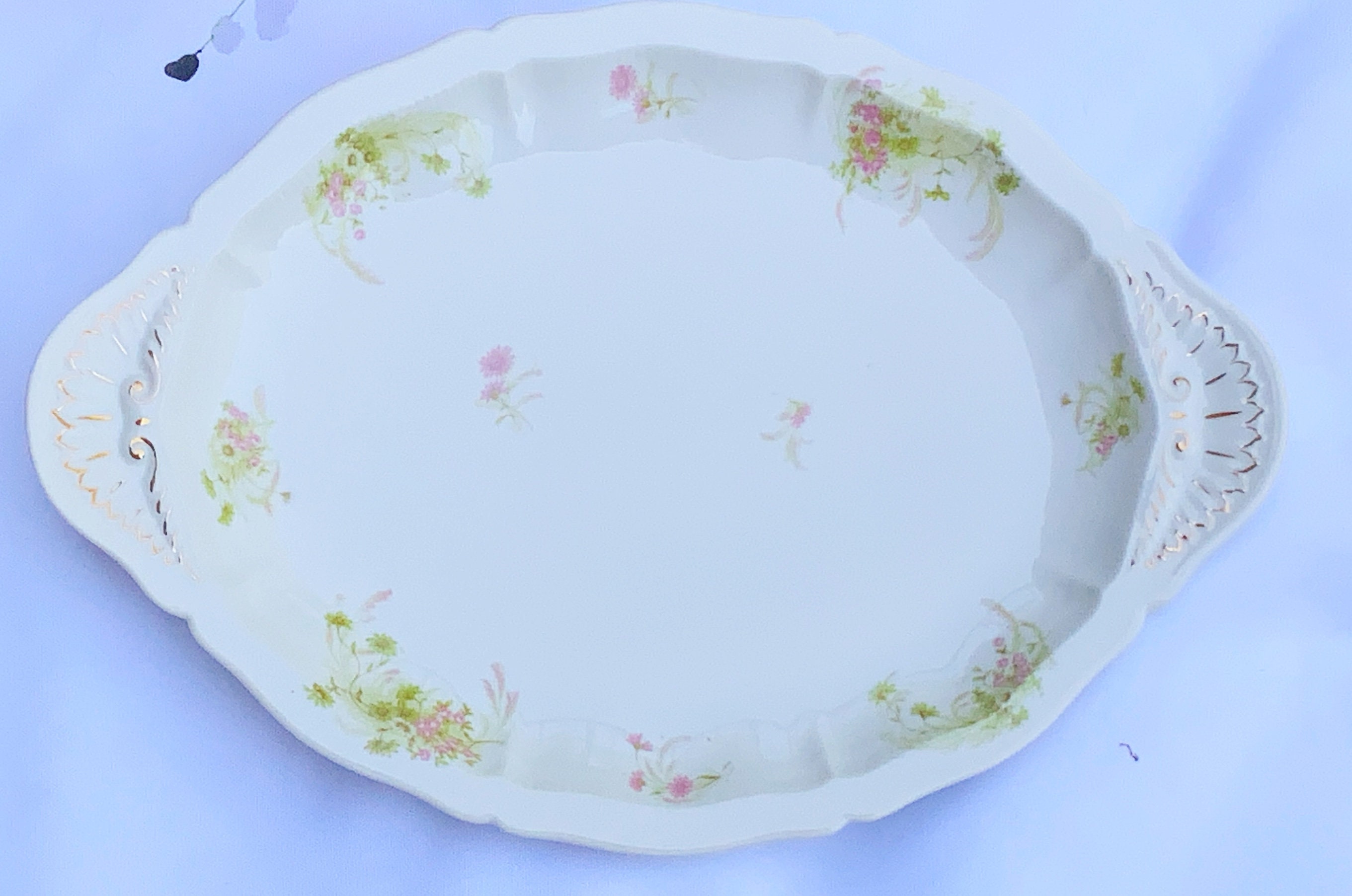 TK Thun Czechoslovakian Porcelain Platter With Pink Daisies Etsy UK
