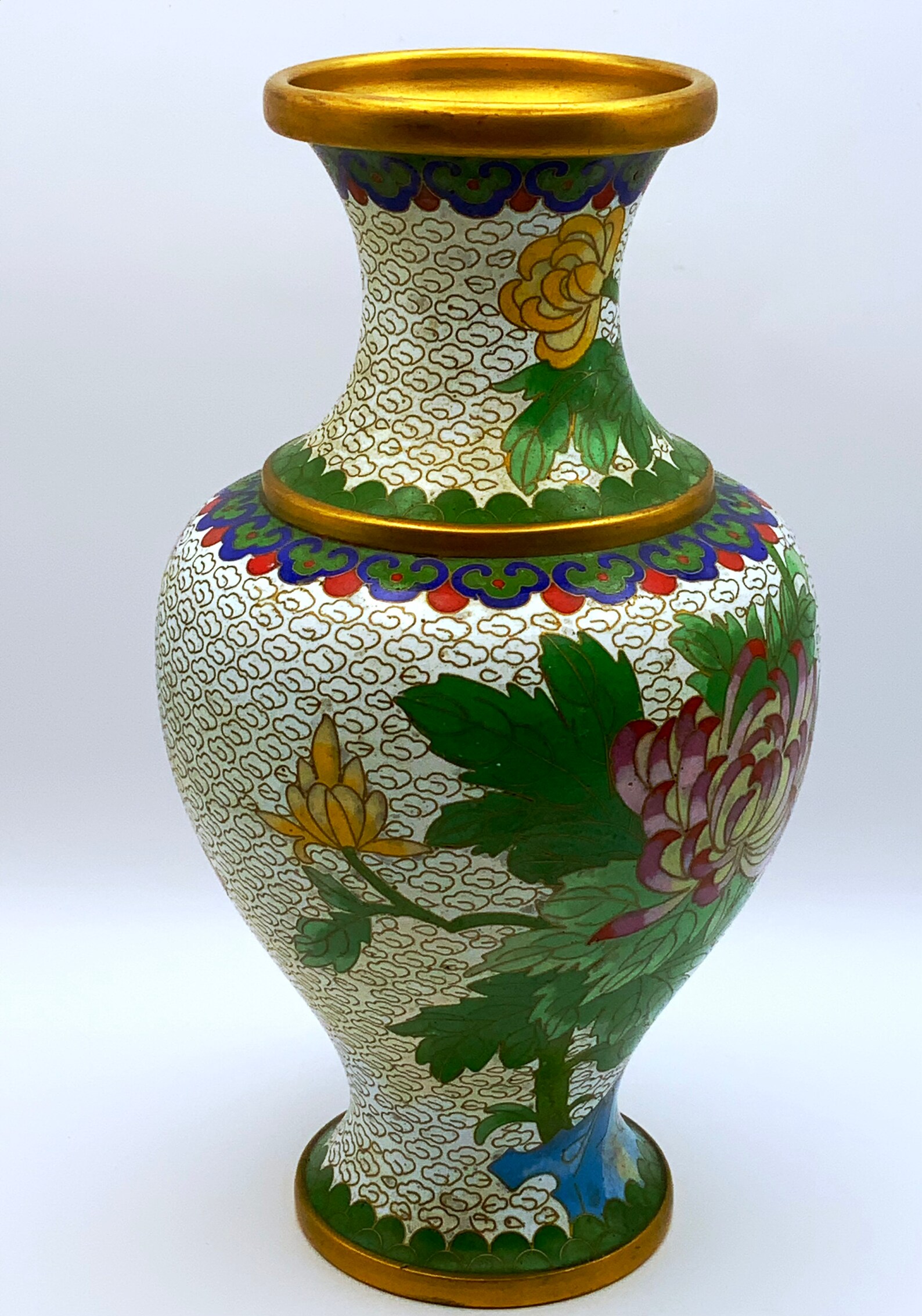 JINGFA Chinese Cloisonné Vase Brass With Enamel Painted Etsy