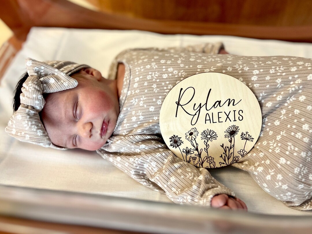 Wooden Baby Name Announcement Sign, Birth Announcement, Engraved Baby ...
