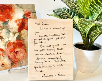 Custom Engraved Note, Engraved Note, Handwritten Note, Wood Engraved Handwriting, Handwritten Letter , Note on Wood, Custom Engraved Letter