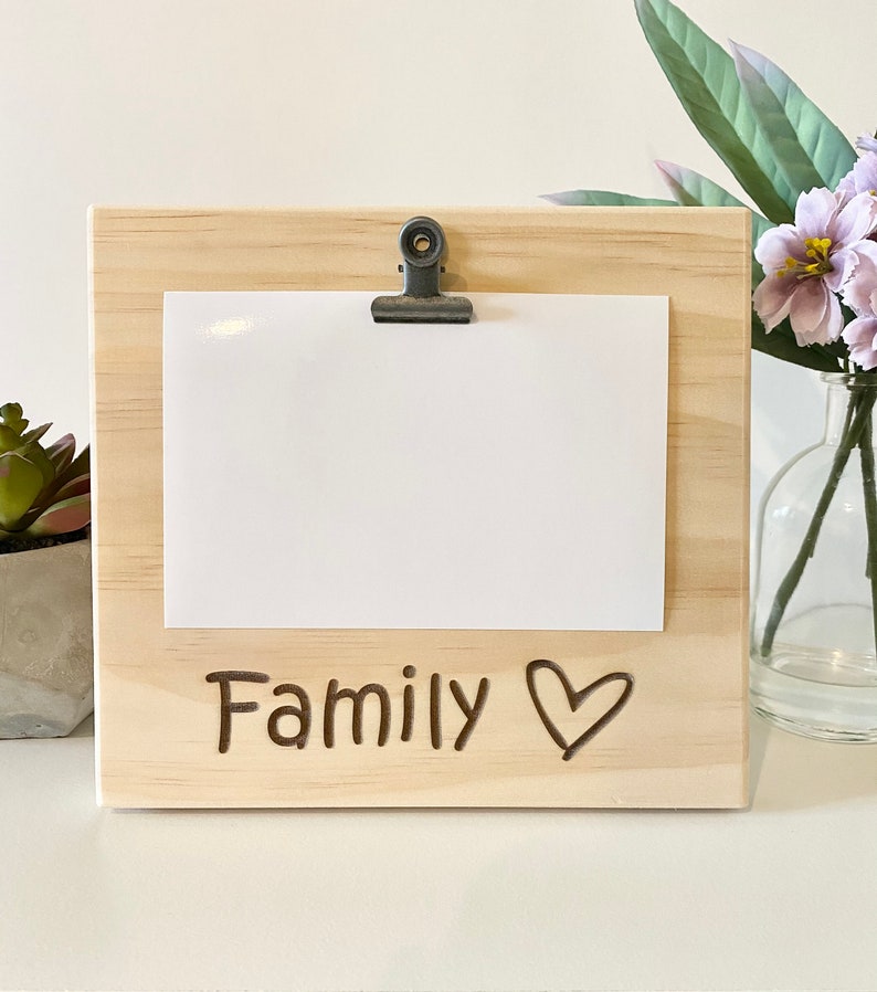 Family Clip Frame Family Picture Frame Engraved Photo Frame Etsy