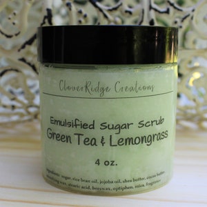 Emulsified Sugar Scrub Green Tea and Lemongrass Hand Body Moisturizer