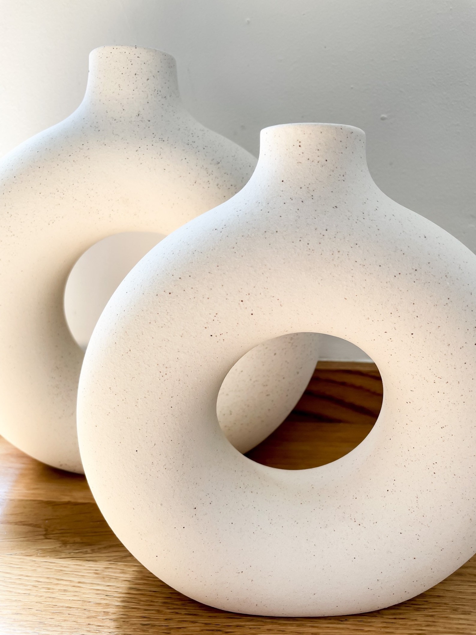 Large Ceramic Circle Vase Nordic Donut Flower Vase White Etsy