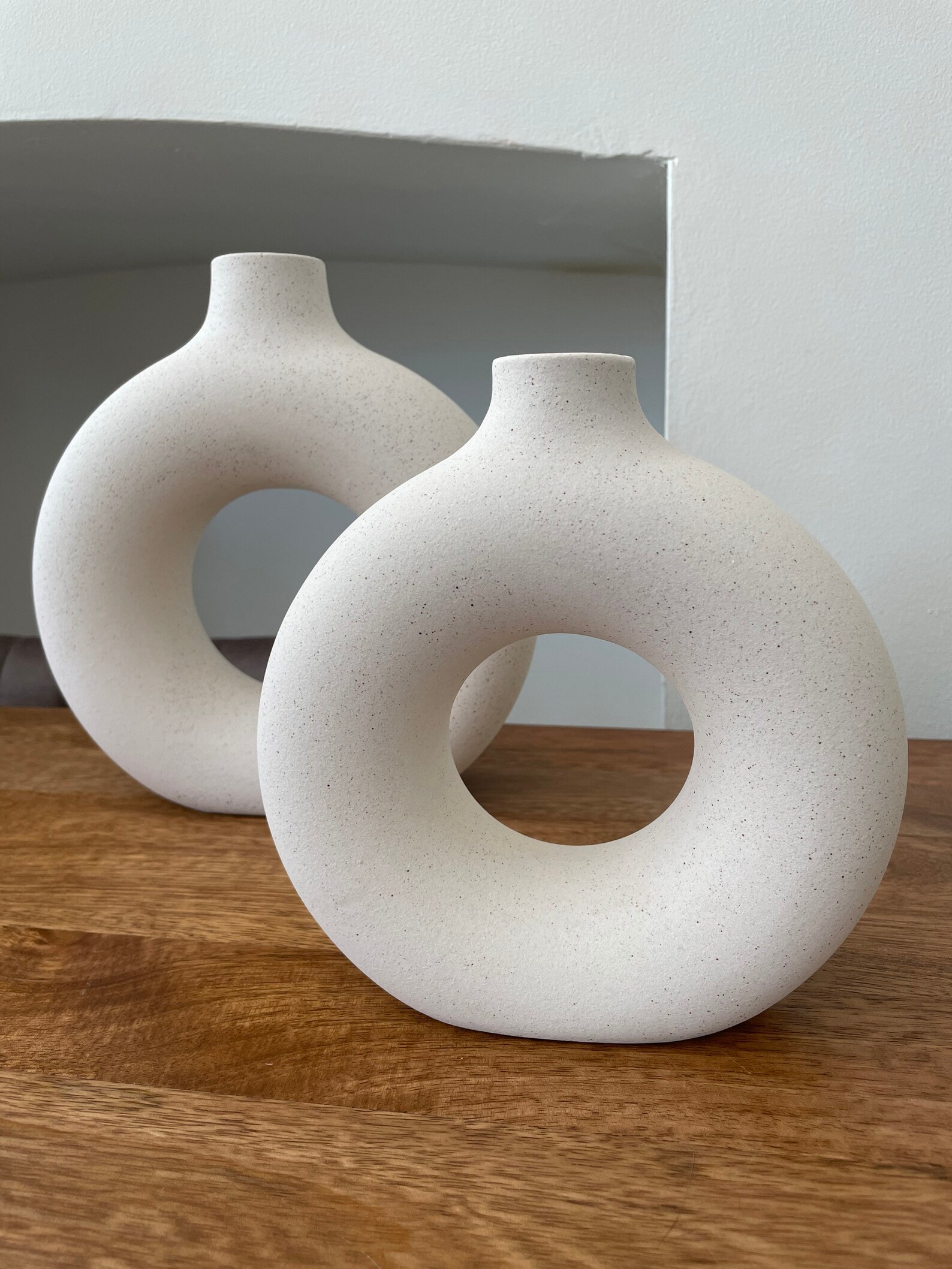 Large Ceramic Circle Vase Nordic Donut Flower Vase White Etsy