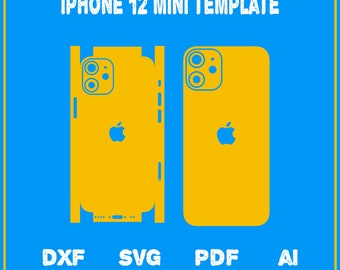 iPhone 12 mini full wrap skin cutting template dxf, SVG, EPS, Aİ, Pdf  silhouette, cricut Vector Cut File