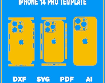 Apple iPhone 14 pro - full wrap skin cutting template dxf, SVG, EPS, Aİ, Pdf,  silhouette, cricut Vector Cut File -  Skin Template