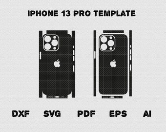 Apple iPhone 13 pro - full wrap skin cutting template dxf, SVG, EPS, Aİ, Pdf,  silhouette, cricut Vector Cut File -  Skin Template